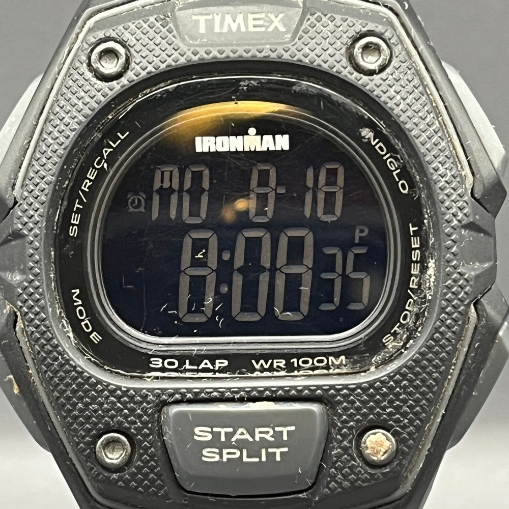 Timex Ironman 30 Lap WR100M Digital Watch Black Sport Fitness TW5M48600